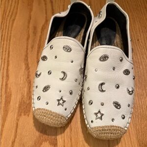 Rebecca Minkoff White Espadrilles with Silver Accents